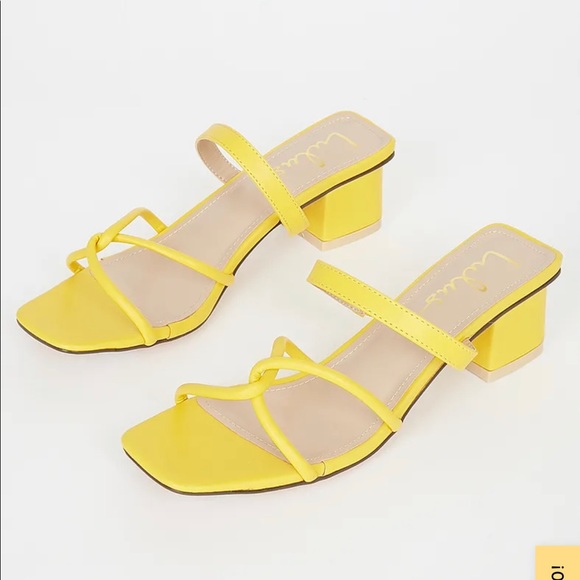 Lulus Leylia Yellow Block Heel Sandals Size 7.5 Brand New Never Worn - Picture 2 of 10